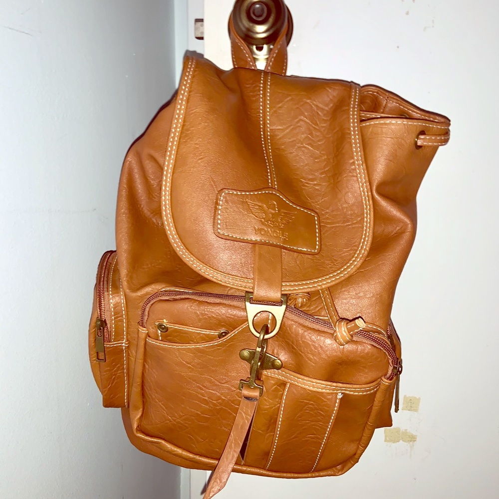 Faux leather backpack